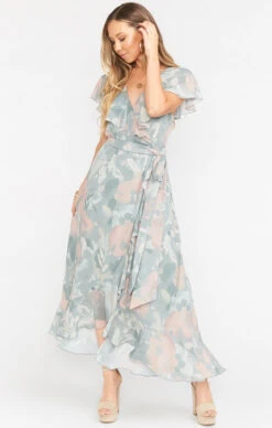 Show Me Your Mumu Jess Ruffle Midi Dress ~ Sage I Do Floral -Show Me Your Mumu Sales BR9 0279 SF32 01