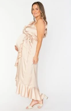 Show Me Your Mumu Samantha Ruffle Wrap Dress ~ Champagne Luxe Satin -Show Me Your Mumu Sales BS0 0239N CH62 02 44148aa1 a757 44dd 937e a3210f835a0b