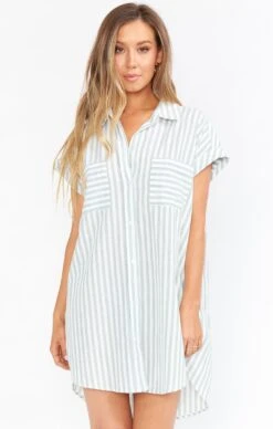 Show Me Your Mumu Martin Shirt Dress ~ Sage Stripe
