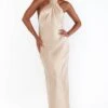 Show Me Your Mumu Jasmine Halter Maxi Dress ~ Champagne Luxe Satin -Show Me Your Mumu Sales BS1 0368N CH62 01