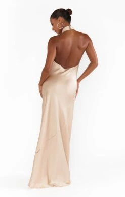 Show Me Your Mumu Jasmine Halter Maxi Dress ~ Champagne Luxe Satin -Show Me Your Mumu Sales BS1 0368N CH62 04