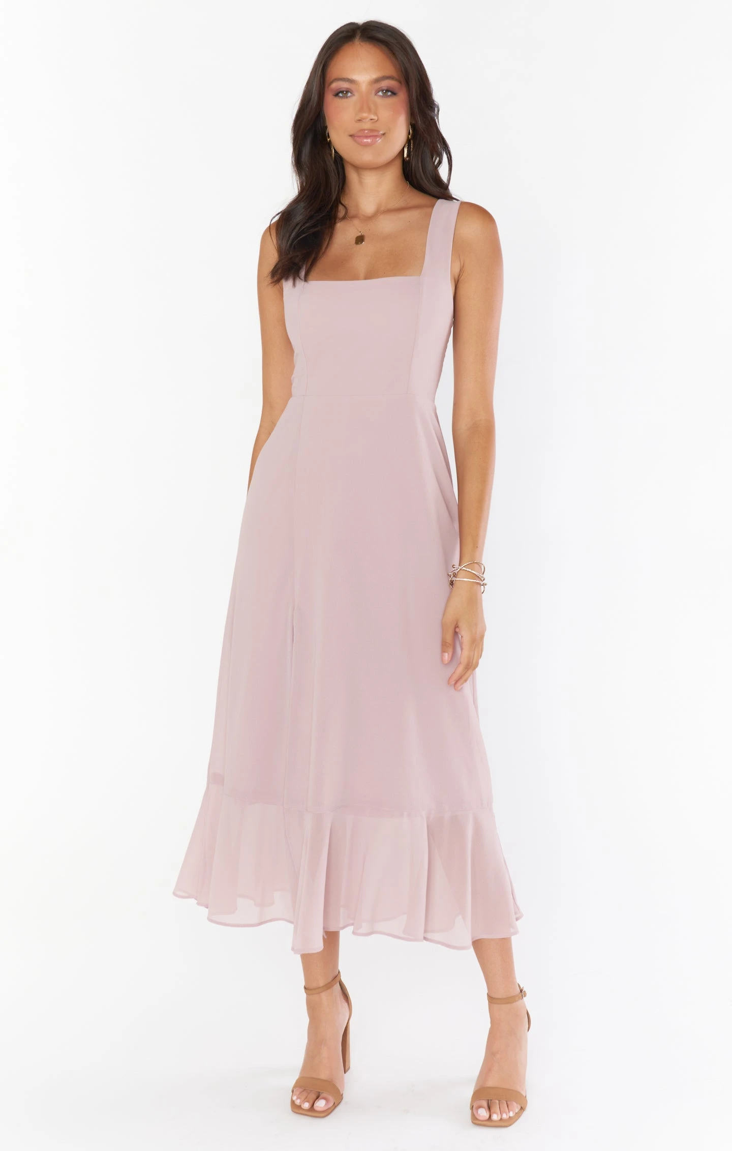 Show Me Your Mumu Claire Midi Dress ~ Neutral Mauve Chiffon 4 Show Me Your Mumu Claire Midi Dress ~ Neutral Mauve Chiffon - Image 2