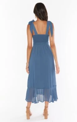 Show Me Your Mumu Claire Midi Dress ~ Slate Blue Chiffon -Show Me Your Mumu Sales BS3 0394S SB80 05