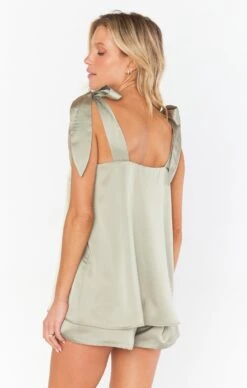 Show Me Your Mumu Makeup Tank ~ Moss Green Luxe Satin -Show Me Your Mumu Sales BS3 5313 SA62 04