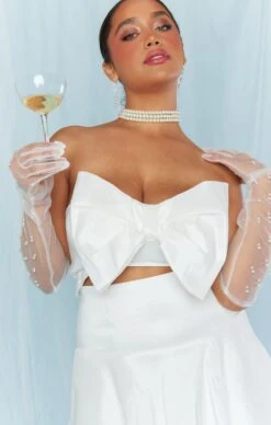 Show Me Your Mumu Big Bow Top ~ White Taffeta