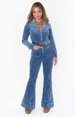 Show Me Your Mumu Lee Ann Jumpsuit Petite ~ Cool Blue Corduroy
