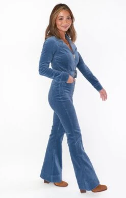 Show Me Your Mumu Lee Ann Jumpsuit Petite ~ Cool Blue Corduroy -Show Me Your Mumu Sales CDF2 597P BC85 02