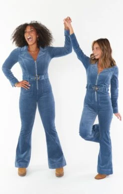Show Me Your Mumu Lee Ann Jumpsuit Petite ~ Cool Blue Corduroy -Show Me Your Mumu Sales CDF2 597 BC85 06