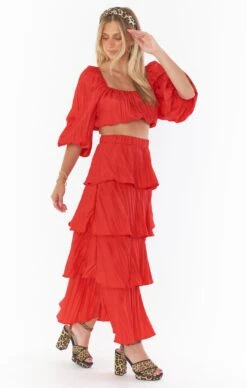 Show Me Your Mumu Full Swing Skirt ~ Candy Red -Show Me Your Mumu Sales CM2 4662 LR66 02