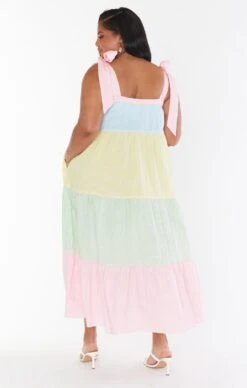 Show Me Your Mumu Sabrina Maxi Dress ~ Mixed Easter Stripe -Show Me Your Mumu Sales CMS2 5276X MU05 01 1