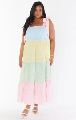 Show Me Your Mumu Sabrina Maxi Dress ~ Mixed Easter Stripe -Show Me Your Mumu Sales CMS2 5276X MU05 01 3