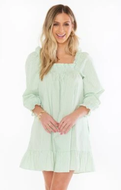 Show Me Your Mumu Delight Dress ~ Green Spring Stripe -Show Me Your Mumu Sales CMS2 5278 GE05 01 2