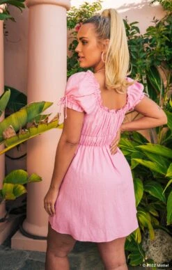 Show Me Your Mumu Nikki Mini Dress ~ Barbie™ Pink Linen -Show Me Your Mumu Sales DSC 2670