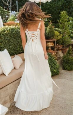 Show Me Your Mumu Clarissa Corset Dress ~ Ivory Luxe Satin -Show Me Your Mumu Sales DSC 3245copy