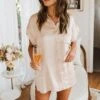Show Me Your Mumu Best Day Button Up ~ Champagne Luxe Satin -Show Me Your Mumu Sales DSC 3584