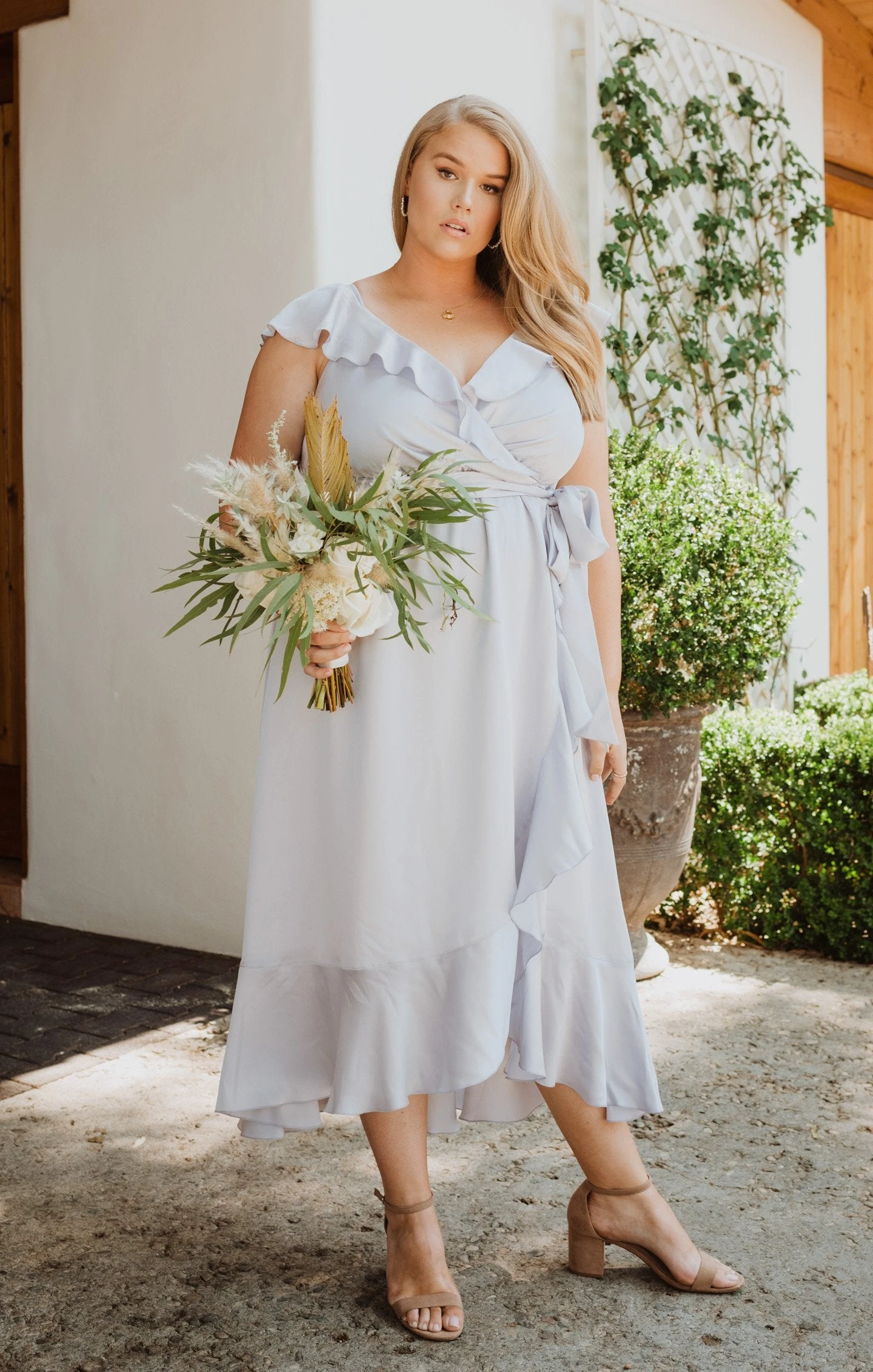 Show Me Your Mumu Samantha Ruffle Wrap Dress ~ Silver Luxe Satin 9 Show Me Your Mumu Samantha Ruffle Wrap Dress ~ Silver Luxe Satin - Image 7