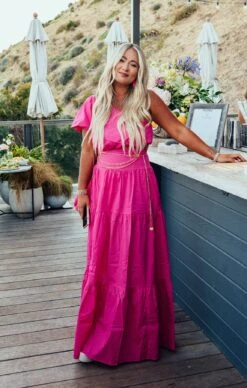 Show Me Your Mumu Melody Maxi Skirt ~ Hot Pink Poplin