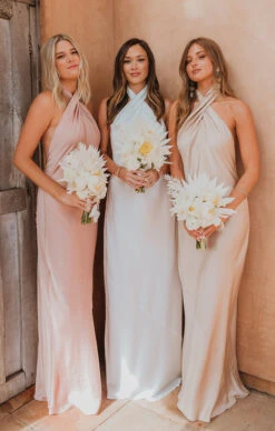 Show Me Your Mumu Jasmine Halter Maxi Dress ~ Champagne Luxe Satin -Show Me Your Mumu Sales DSC 7124