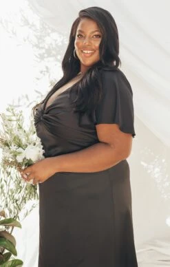 Show Me Your Mumu Rome Twist Gown ~ Black Luxe Satin -Show Me Your Mumu Sales DSC 9253