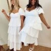 Show Me Your Mumu Va Va Midi Dress ~ White Poplin
