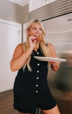 Show Me Your Mumu Milano Romper ~ Black Linen