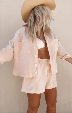 Show Me Your Mumu Jessicas Button Down ~ Shell Pink Linen