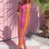 Show Me Your Mumu Molly Midi Dress ~ Sunrise Stripe Mesh -Show Me Your Mumu Sales Image2