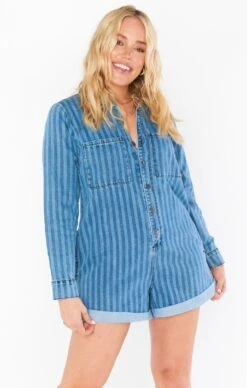 Show Me Your Mumu Tegan Jumper ~ Navy Indigo Stripe -Show Me Your Mumu Sales MDF1 399 CS22 01 2