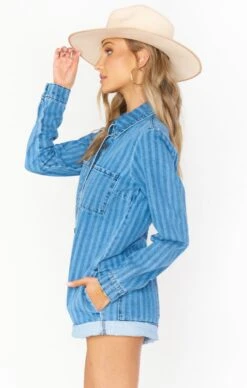 Show Me Your Mumu Tegan Jumper ~ Navy Indigo Stripe -Show Me Your Mumu Sales MDF1 399 CS22 03