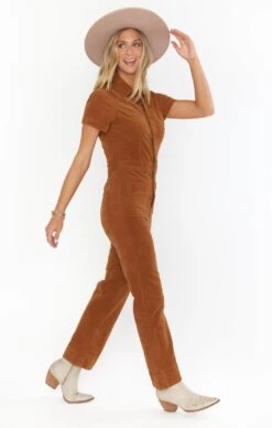 Show Me Your Mumu Cropped Everhart Jumpsuit ~ Camel Corduroy -Show Me Your Mumu Sales MDF2 582 CC33 04