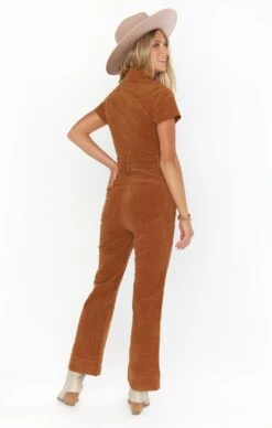 Show Me Your Mumu Cropped Everhart Jumpsuit ~ Camel Corduroy -Show Me Your Mumu Sales MDF2 582 CC33 05