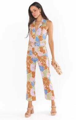 Show Me Your Mumu Jacksonville Cropped Jumpsuit ~ Sage Retro Garden -Show Me Your Mumu Sales MDF2 602 SG11 01