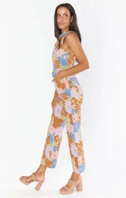 Show Me Your Mumu Jacksonville Cropped Jumpsuit ~ Sage Retro Garden -Show Me Your Mumu Sales MDF2 602 SG11 03