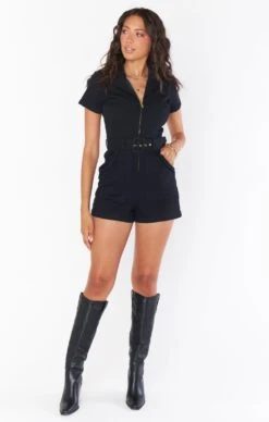 Show Me Your Mumu Outlaw Romper ~ Pitch Black -Show Me Your Mumu Sales MDF2 622 PB18 01
