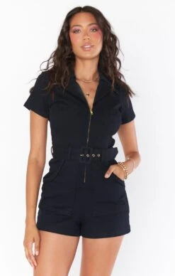 Show Me Your Mumu Outlaw Romper ~ Pitch Black