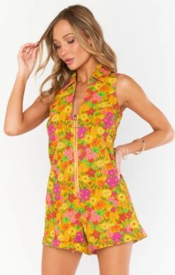 Show Me Your Mumu Reno Romper ~ Carnaby Floral Denim -Show Me Your Mumu Sales MDF3 674 CF09 03