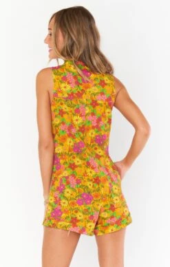 Show Me Your Mumu Reno Romper ~ Carnaby Floral Denim -Show Me Your Mumu Sales MDF3 674 CF09 04