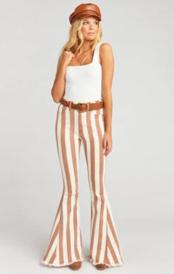 Show Me Your Mumu Berkeley Zip Up Bells Regular ~ Cognac And Cream Stripe