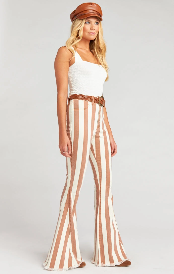 Show Me Your Mumu Berkeley Zip Up Bells Regular ~ Cognac And Cream Stripe 4 Show Me Your Mumu Berkeley Zip Up Bells Regular ~ Cognac And Cream Stripe - Image 2