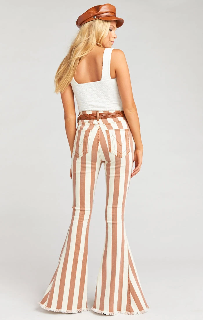 Show Me Your Mumu Berkeley Zip Up Bells Regular ~ Cognac And Cream Stripe 5 Show Me Your Mumu Berkeley Zip Up Bells Regular ~ Cognac And Cream Stripe - Image 3