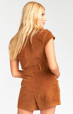 Show Me Your Mumu Outlaw Romper ~ Saddle Brown Corduroy -Show Me Your Mumu Sales MDF9 273 SB21 04