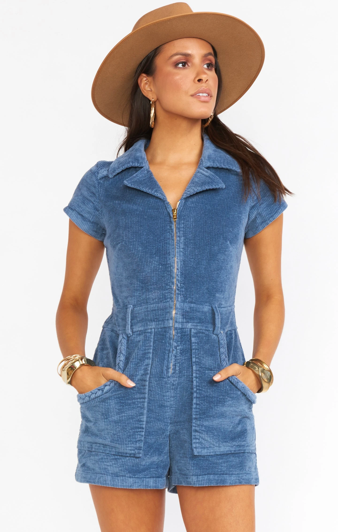 Show Me Your Mumu Outlaw Romper ~ Dust Blue Corduroy 5 Show Me Your Mumu Outlaw Romper ~ Dust Blue Corduroy - Image 3