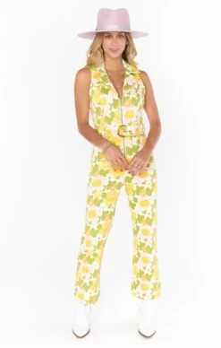 Show Me Your Mumu Jacksonville Cropped Jumpsuit ~ Fresh Floral Denim -Show Me Your Mumu Sales MDS3 613 FD12 02