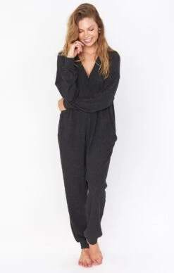 Show Me Your Mumu Jules Jumpsuit ~ Charcoal Brushed Hacci -Show Me Your Mumu Sales MF1 1909 KN26 01
