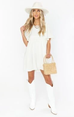 Show Me Your Mumu Brooks Babydoll Mini Dress ~ Cream -Show Me Your Mumu Sales MF1 4592 WH57 01
