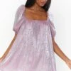 Show Me Your Mumu Flora Mini Dress ~ Lilac Cheetah Organza -Show Me Your Mumu Sales MF1 4778 AM27 01