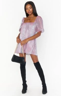 Show Me Your Mumu Flora Mini Dress ~ Lilac Cheetah Organza -Show Me Your Mumu Sales MF1 4778 AM27 04