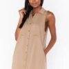 Show Me Your Mumu Vicki Shirt Dress ~ Tan -Show Me Your Mumu Sales MF1 4822 DL52 01