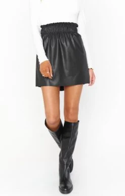 Show Me Your Mumu Malone Mini Skirt ~ Black Faux Leather -Show Me Your Mumu Sales MF1 4870 LB64 01