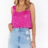 Show Me Your Mumu Tara Crop Top ~ Pink Disco Sequin -Show Me Your Mumu Sales MF2 4264 SP92 01 1